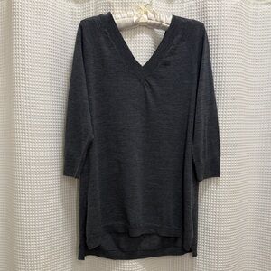 Anthropologie - 100% Merino Wool Charcoal Knit Sweater - XL